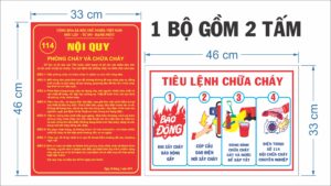 bộ tiêu lệnh pccc in decal cán tôn treo trường