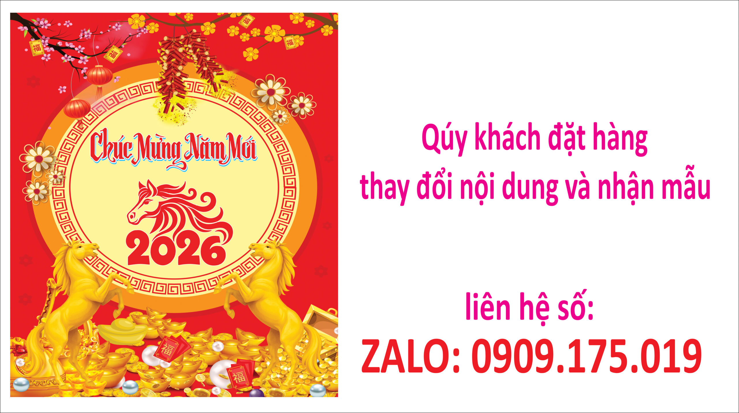 In bạt Tết 2026 chủ đề vàng đỏ mẫu 1