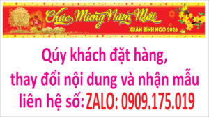 Bạt Tết 2026 nền đỏ chủ đề năm mới mẫu 10