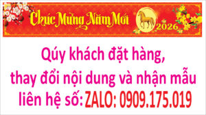 In bạt nền đỏ vàng Tết 2026 mẫu 11