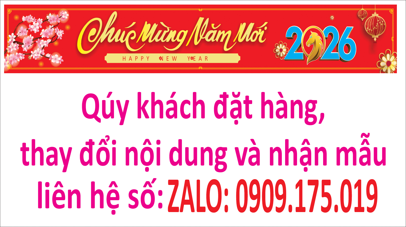 In bạt Tết 2026 nền đỏ nhận thay đổi nội dung mẫu 16