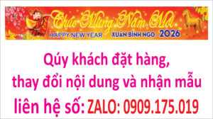 In bạt Tết 2026 họa tiết vàng đỏ mẫu 9