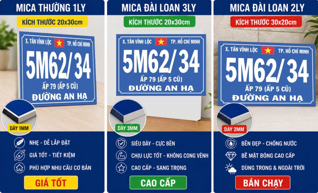 bảng số nhà đẹp, nhiều chất liệu, giá cả hợp lí