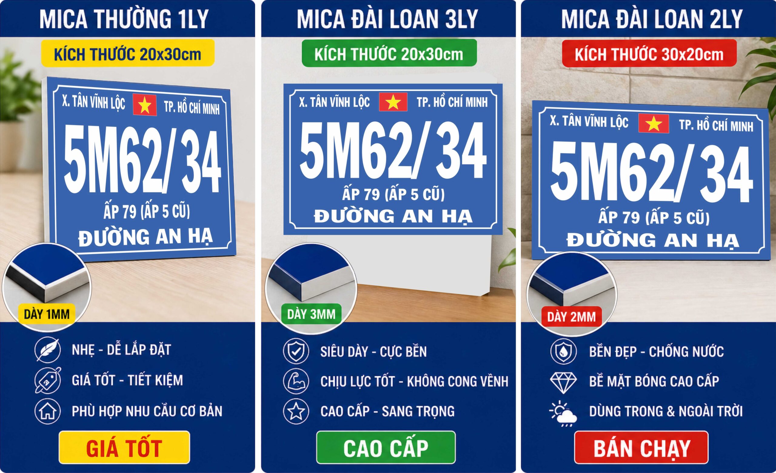 bảng số nhà đẹp, nhiều chất liệu, giá cả hợp lí