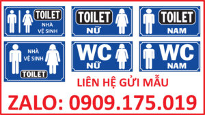 Biển chỉ dẫn nhà vệ sinh WC nam nữ màu xanh