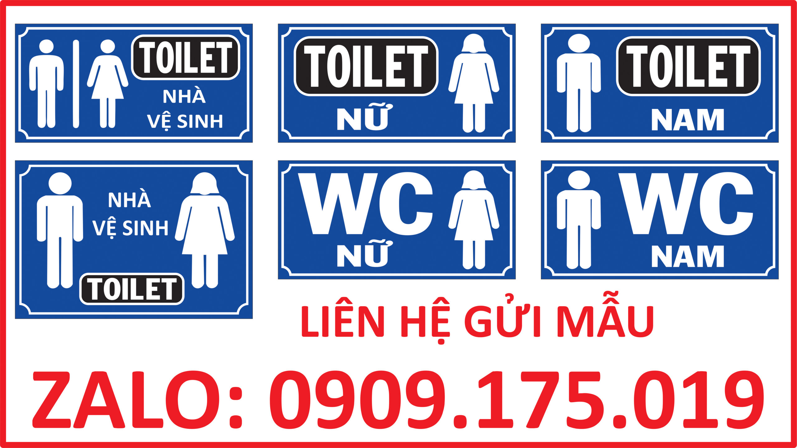 Biển chỉ dẫn nhà vệ sinh WC nam nữ màu xanh