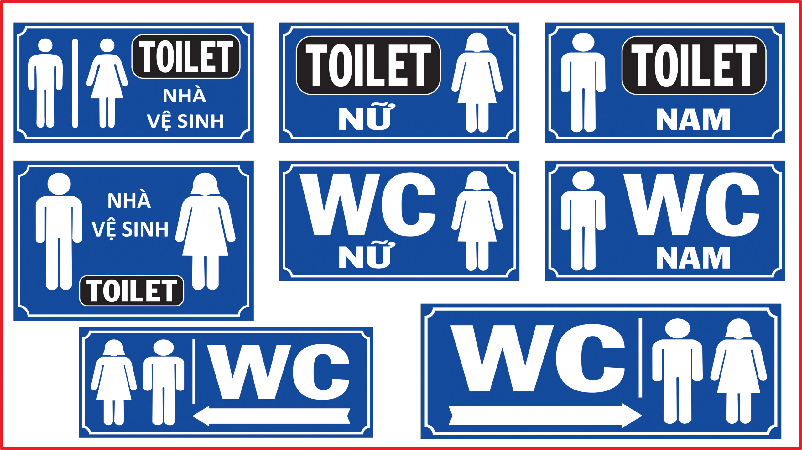 Biển chỉ dẫn nhà vệ sinh WC nam nữ màu xanh