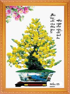 Tranh hoa vàng bonsai treo tường mẫu 005 in sắc nét, nhiều kích thước, phù hợp trang trí phòng khách, văn phòng và quán cafe.