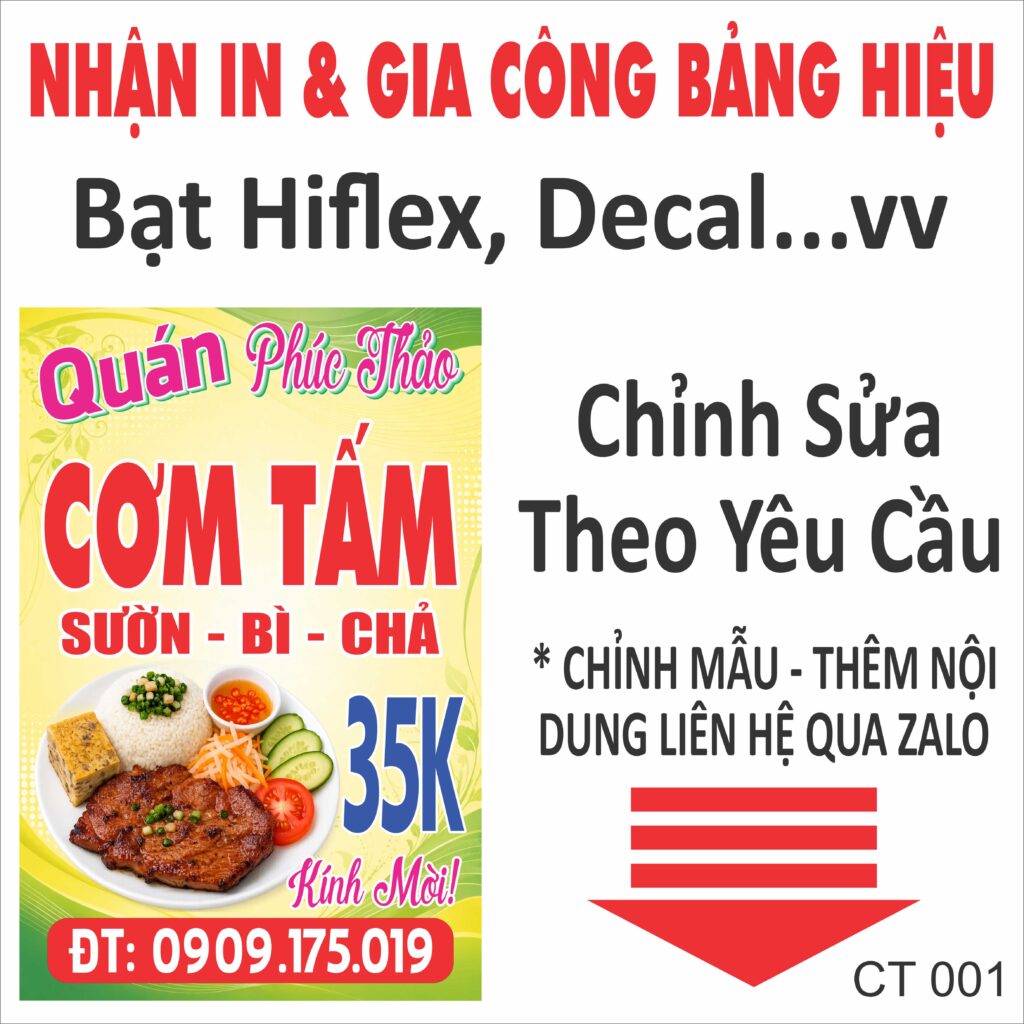Bảng hiệu quán cơm tấm đẹp giá rẻ tại TP.HCM