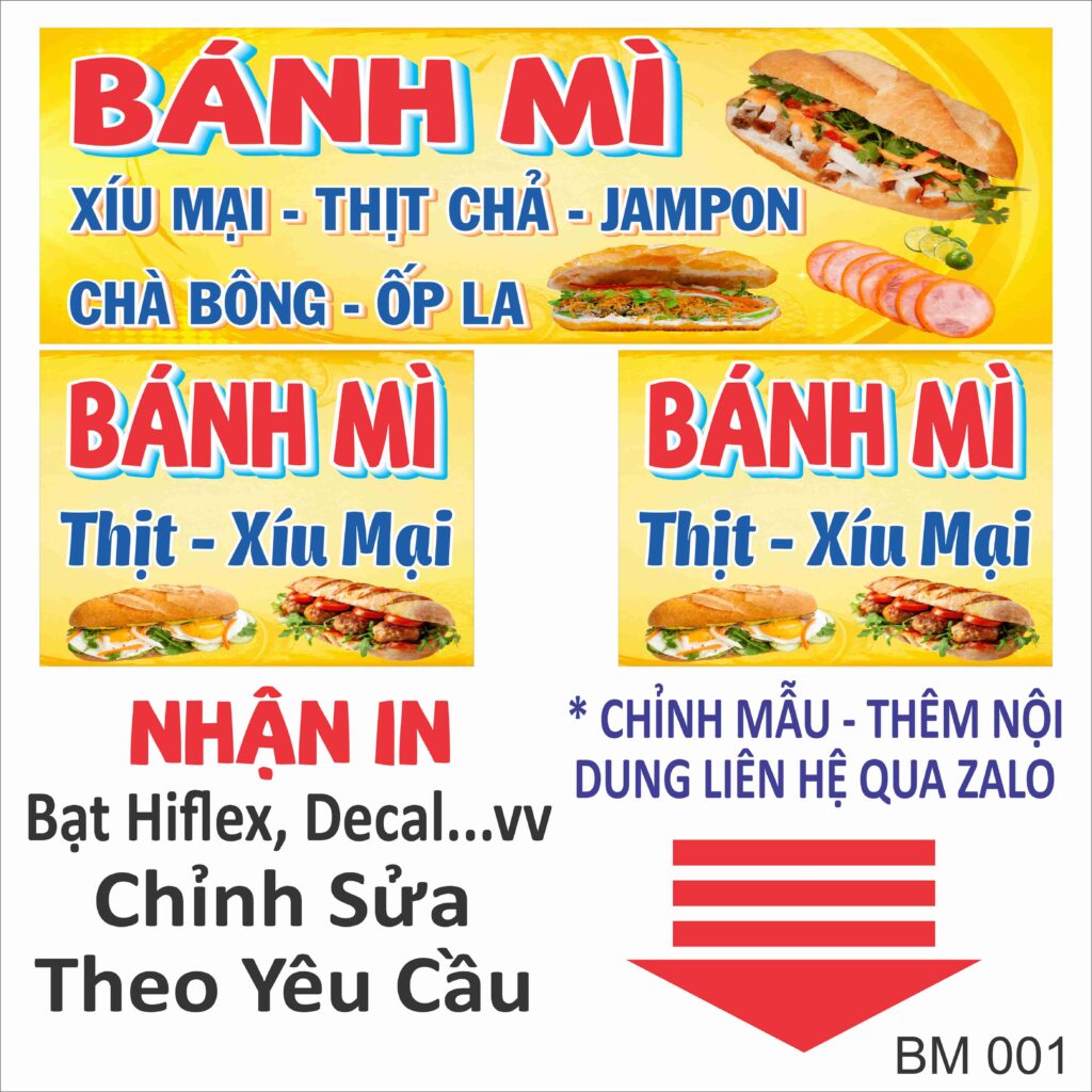 Mẫu decal dán xe bánh mì, xôi mặn đẹp, thiết kế theo yêu cầu. In decal PP cán màng, bền màu, chống nước, nhận in số lượng ít và nhiều.